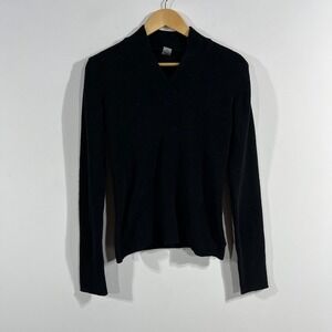 PrAna Granola Indie Gorpcore Black Ribbed Knit Long Sleeve Sweater Womens Medium